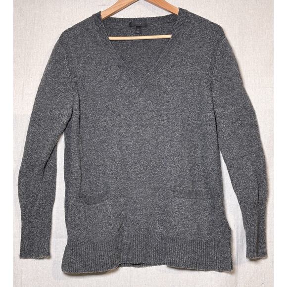 J. Crew Factory Sweaters - J Crew V-neck Front Pockets Tunic Sweater Supersoft Yarn‎ Gray Sz M